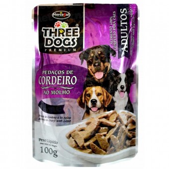 Three Dogs Sache Pedaços de Cordeiro ao Molho - 100 g